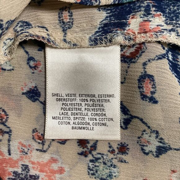 Maeve Stillwater Blouse Henley Top Size *Medium Neutral Motif ANTHROPOLOGIE BOHO - Picture 16 of 16